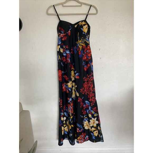 BAND OF GYPSIES Black Floral‎ Bustier Smocked Dress Sz Small - Picture 6 of 16